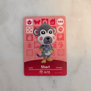 Shari 044 Animal Crossing NINTENDO Amiibo Card Series 1 MINT NEW HORIZON